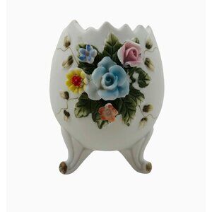 Vintage Lefton China Floral Egg Vase Hand Painted Porcelain Collectible 2592